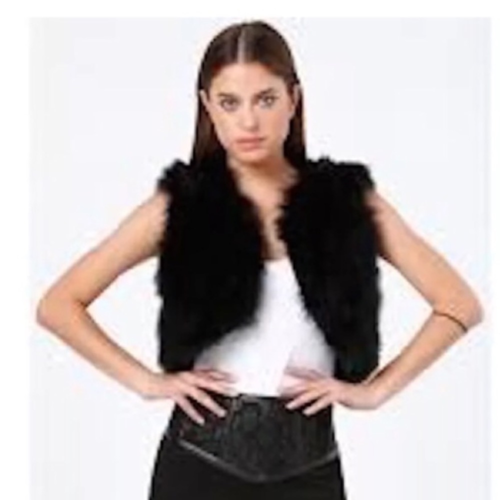 Black Ostrich Feather Vest